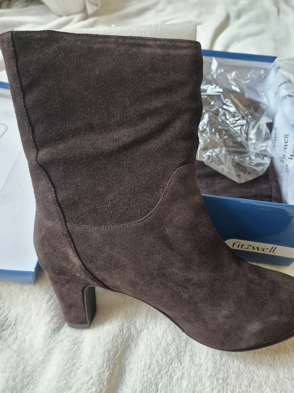 Fitzwell Brown Suede Mid-Heel Women's Boot 12 Ww
